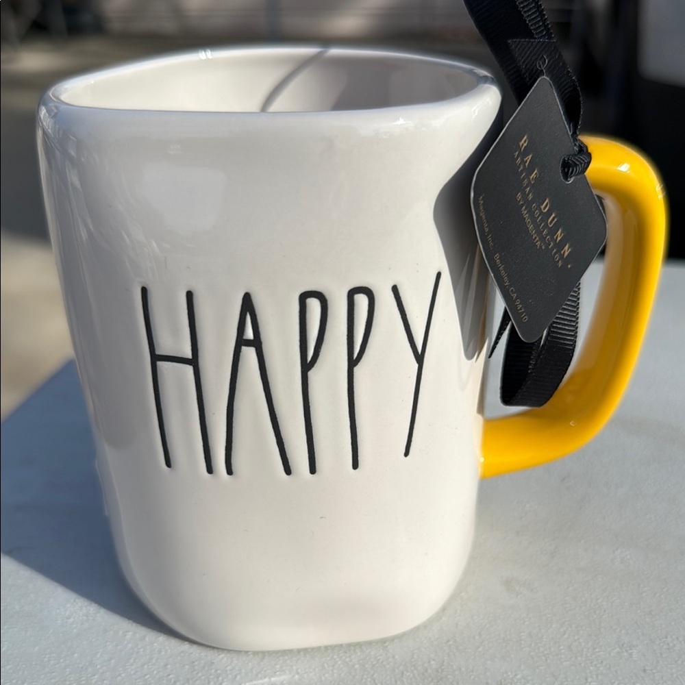 Rae Dunn White and Yellow Happy Snow White Disney Mug